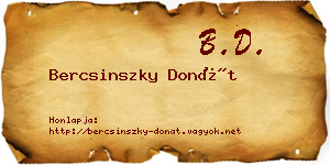 Bercsinszky Donát névjegykártya